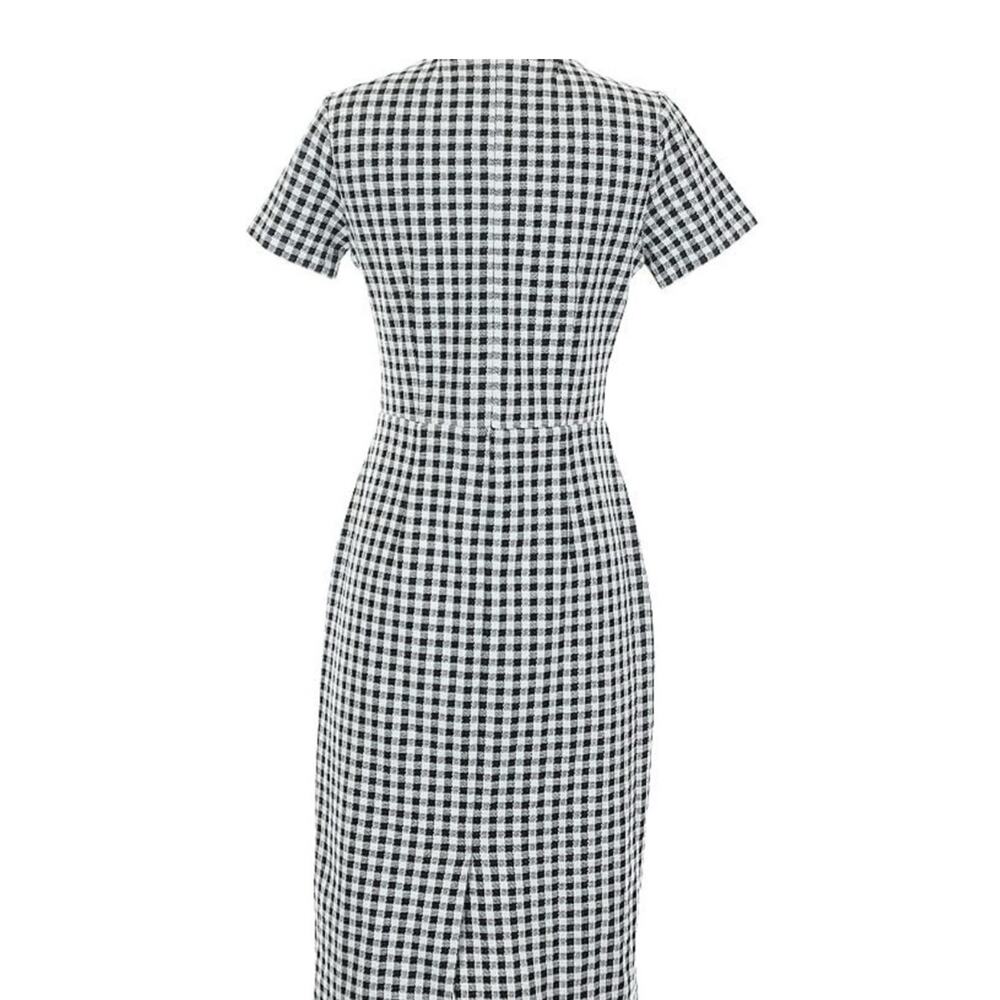 Ann Taylor Black & White Gingham Woven Sheath Dress Size 6 Classic Tailored - Picture 3 of 16